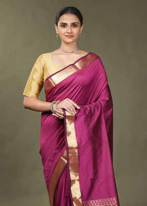 Purple Kanjivaram Silk Saree With Blouse Piece