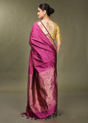 Purple Kanjivaram Silk Saree With Blouse Piece