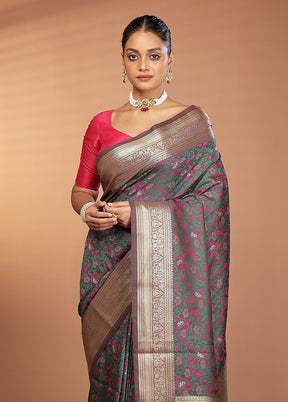 Brown Kanjivaram Silk Saree With Blouse Piece