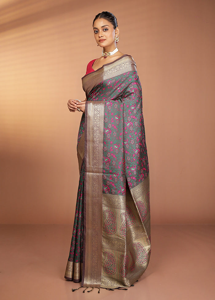 Brown Kanjivaram Silk Saree With Blouse Piece