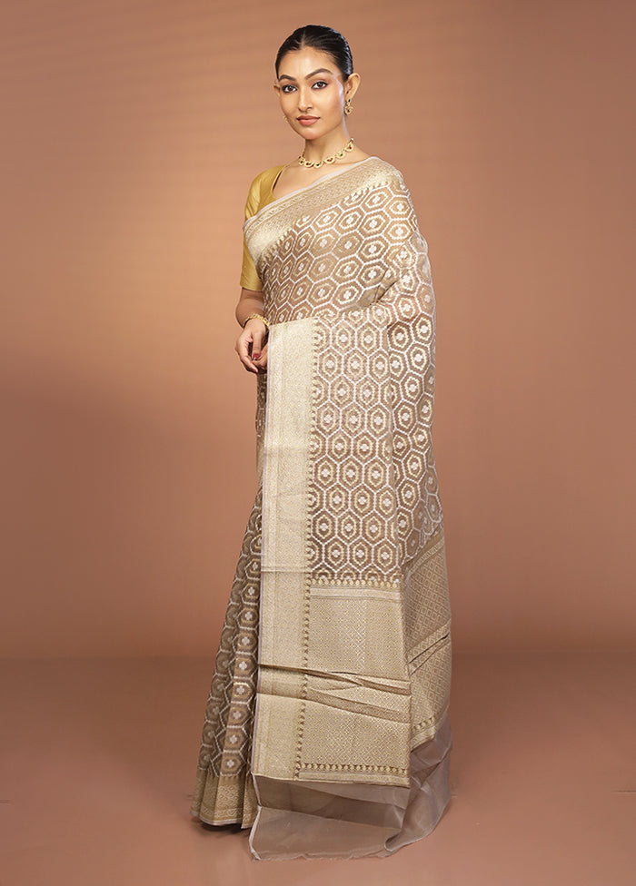 Grey Pure Cotton Saree With Blouse Piece