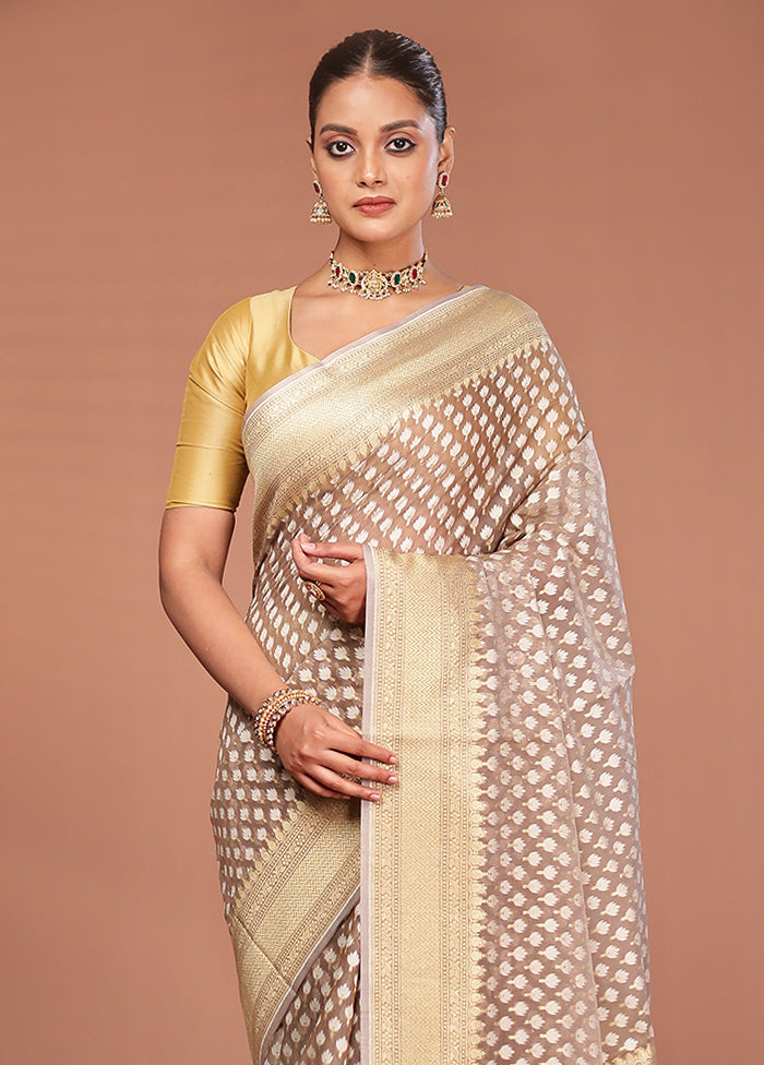 Grey Pure Cotton Saree With Blouse Piece