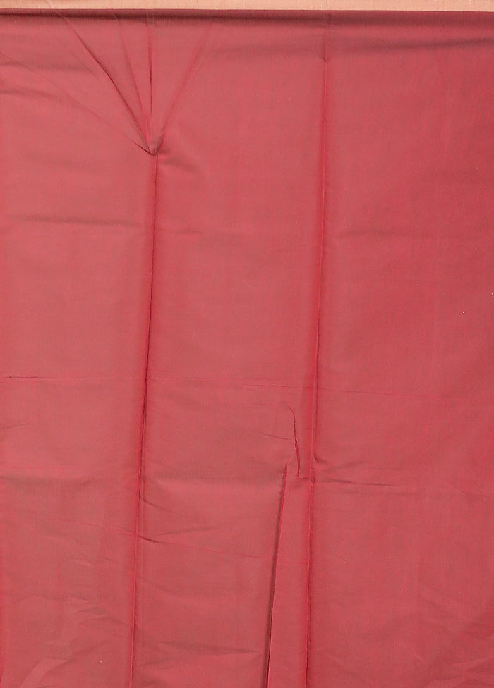 Maroon Pure Cotton Saree With Blouse Piece