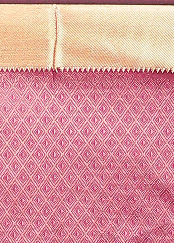 Pink Kanjivaram Silk Saree With Blouse Piece