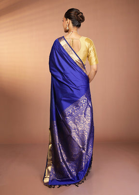 Blue Kanjivaram Silk Saree With Blouse Piece