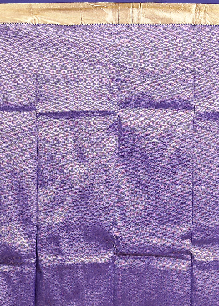 Blue Kanjivaram Silk Saree With Blouse Piece
