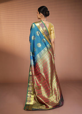 Green Kanjivaram Silk Saree With Blouse Piece