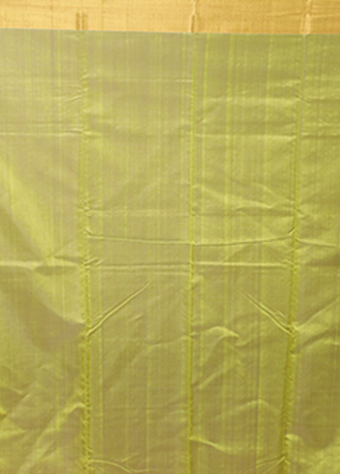 Green Handloom Chanderi Pure Silk Saree With Blouse Piece