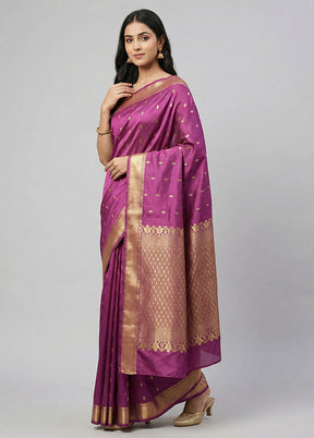 Purple Kanjivaram Silk Saree With Blouse Piece