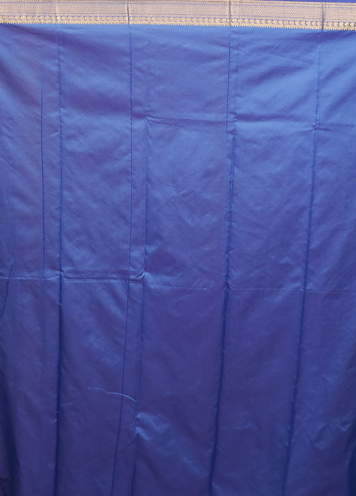 Blue Kanjivaram Silk Saree With Blouse Piece