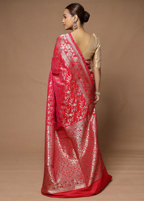 Pink Uppada Silk Saree With Blouse Piece