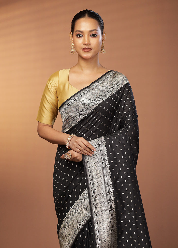 Black Uppada Silk Saree With Blouse Piece