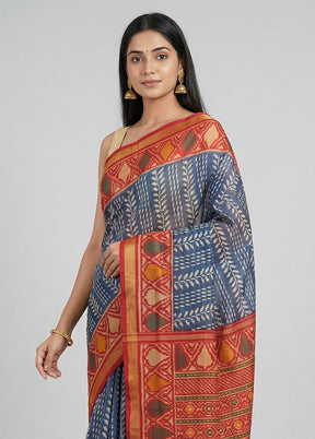 Red Handloom Patola Pure Silk Saree With Blouse Piece