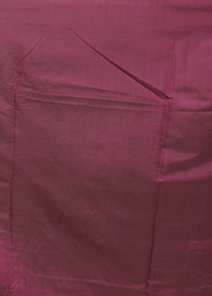 Maroon Kantha Stitch Silk Saree With Blouse Piece