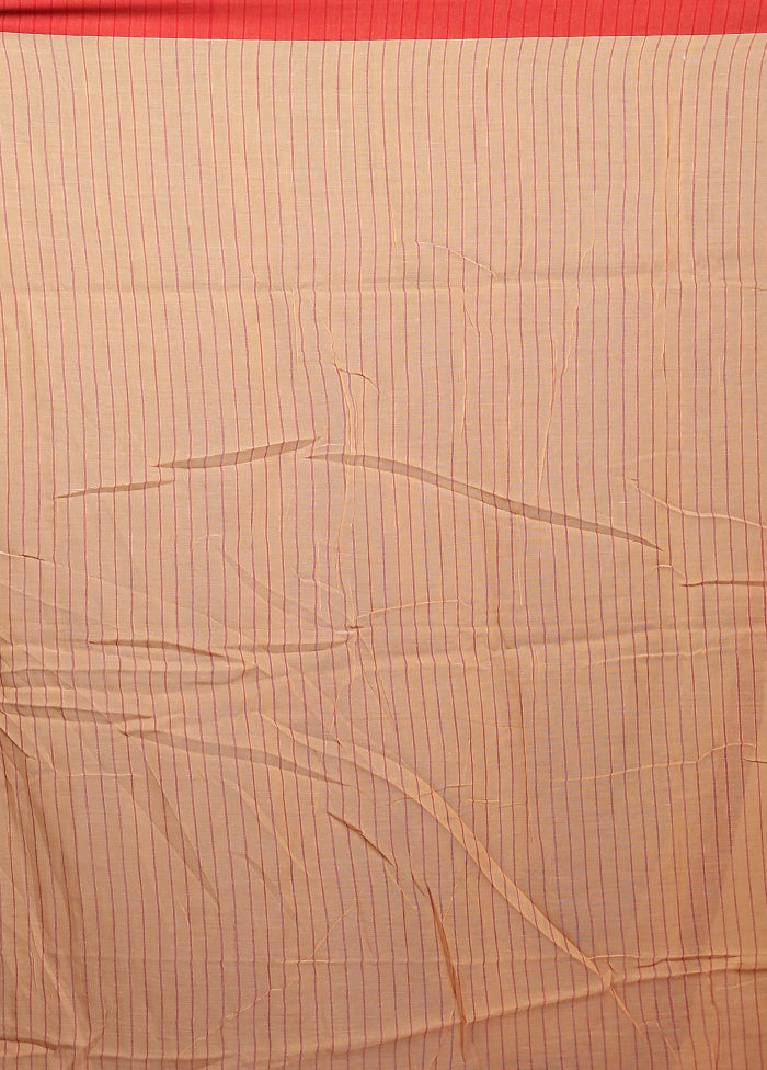 Rust Khadi Cotton Saree With Blouse Piece