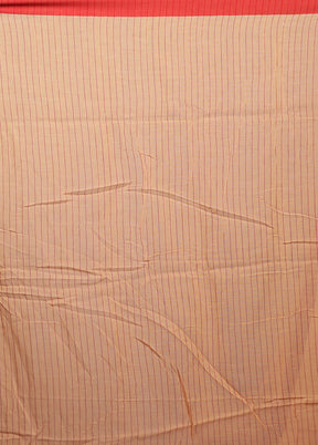 Rust Khadi Cotton Saree With Blouse Piece