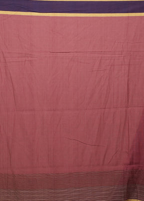 Maroon Khadi Cotton Saree With Blouse Piece