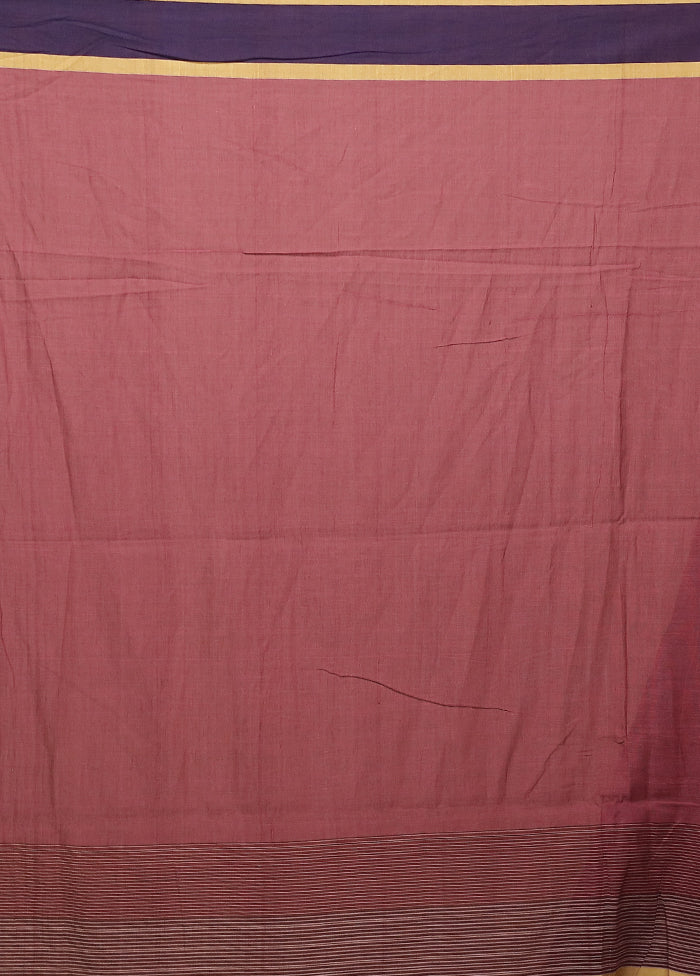 Maroon Khadi Cotton Saree With Blouse Piece