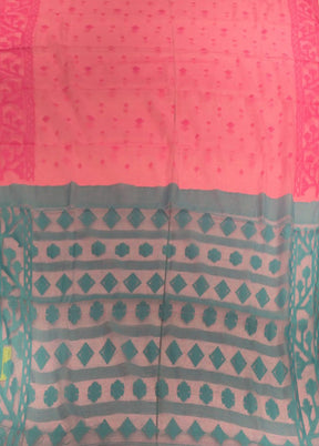 Blue Jamdani Cotton Saree Without Blouse Piece