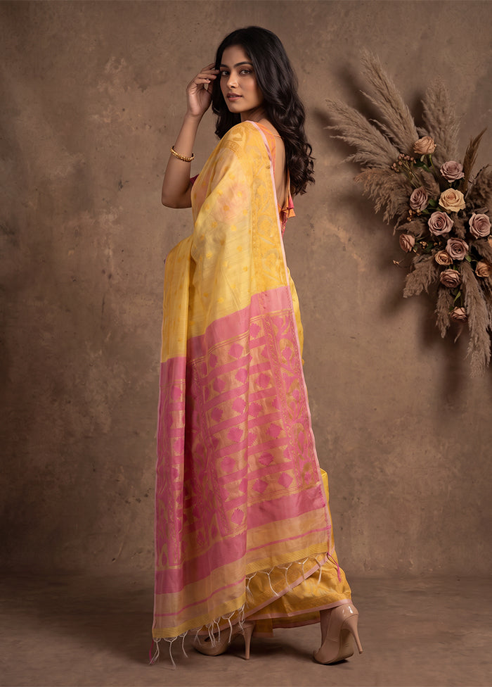 Pink Jamdani Cotton Saree Without Blouse Piece