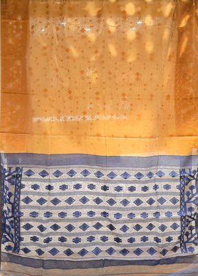 Cream Jamdani Cotton Saree Without Blouse Piece