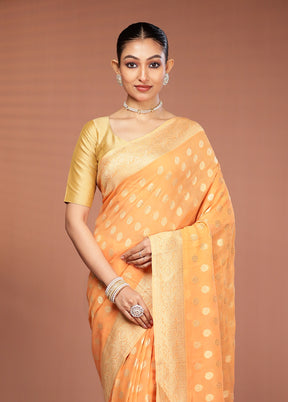 Orange Georgette Saree With Blouse Piece