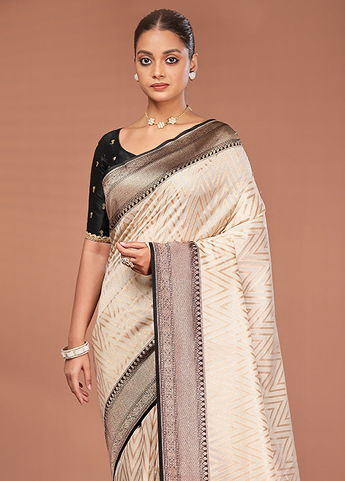 Cream Tissue Silk Saree With Blouse Piece