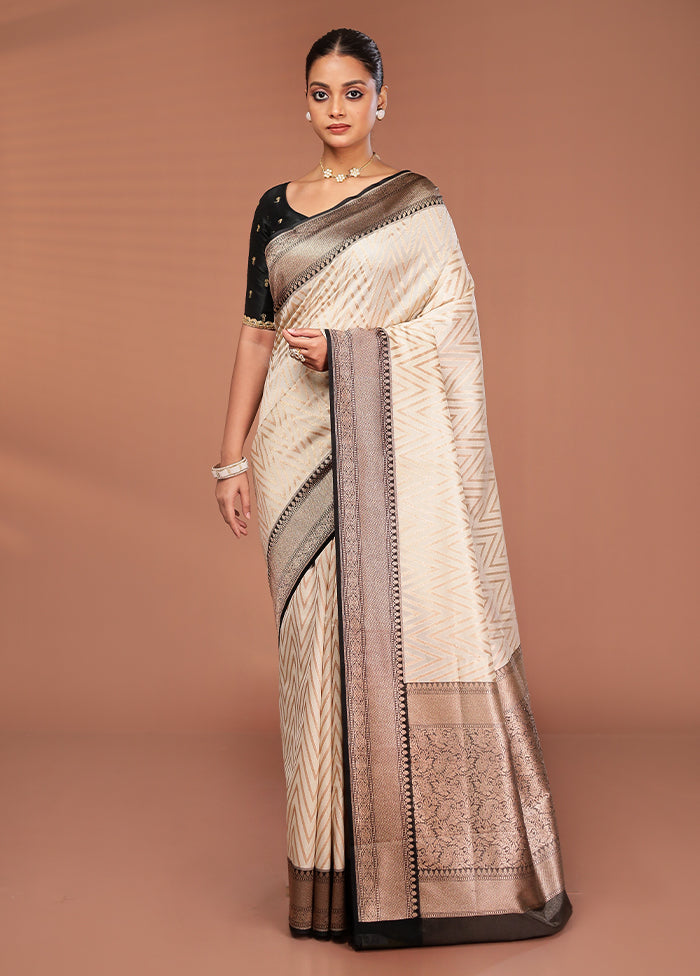 Cream Tissue Silk Saree With Blouse Piece