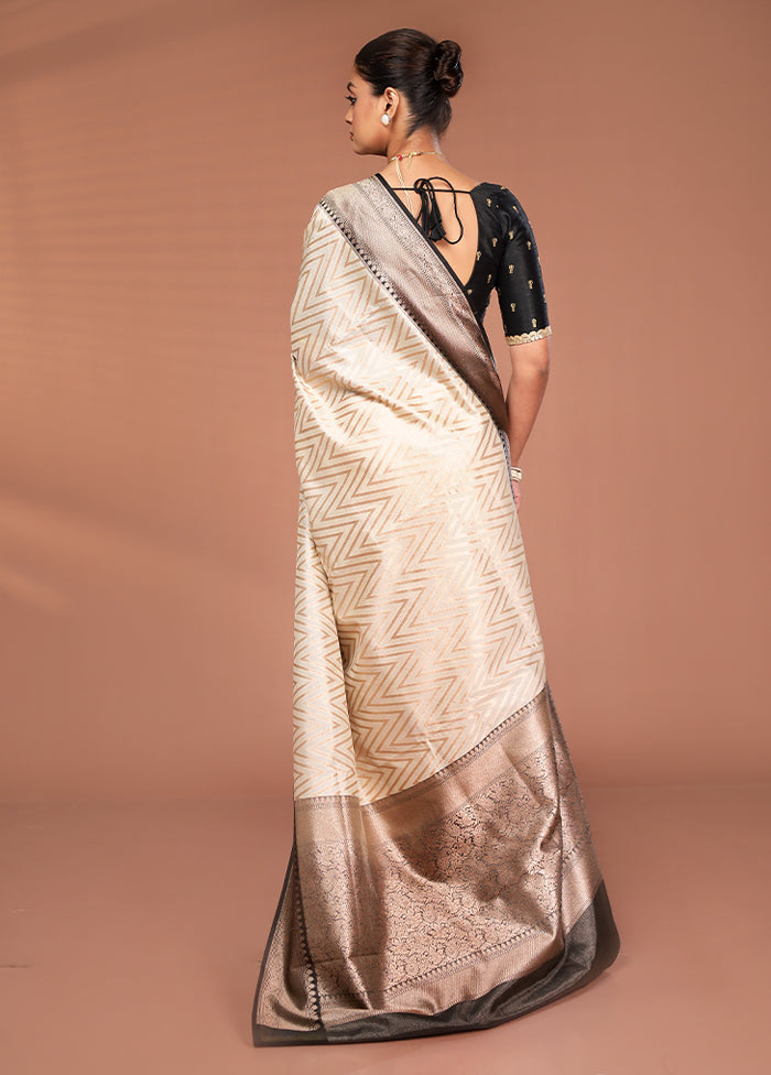 Cream Tissue Silk Saree With Blouse Piece