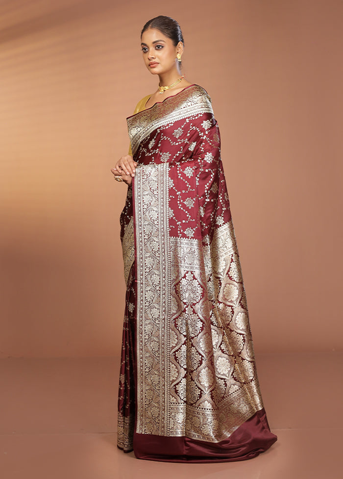 Purple Banarasi Silk Saree With Blouse Piece