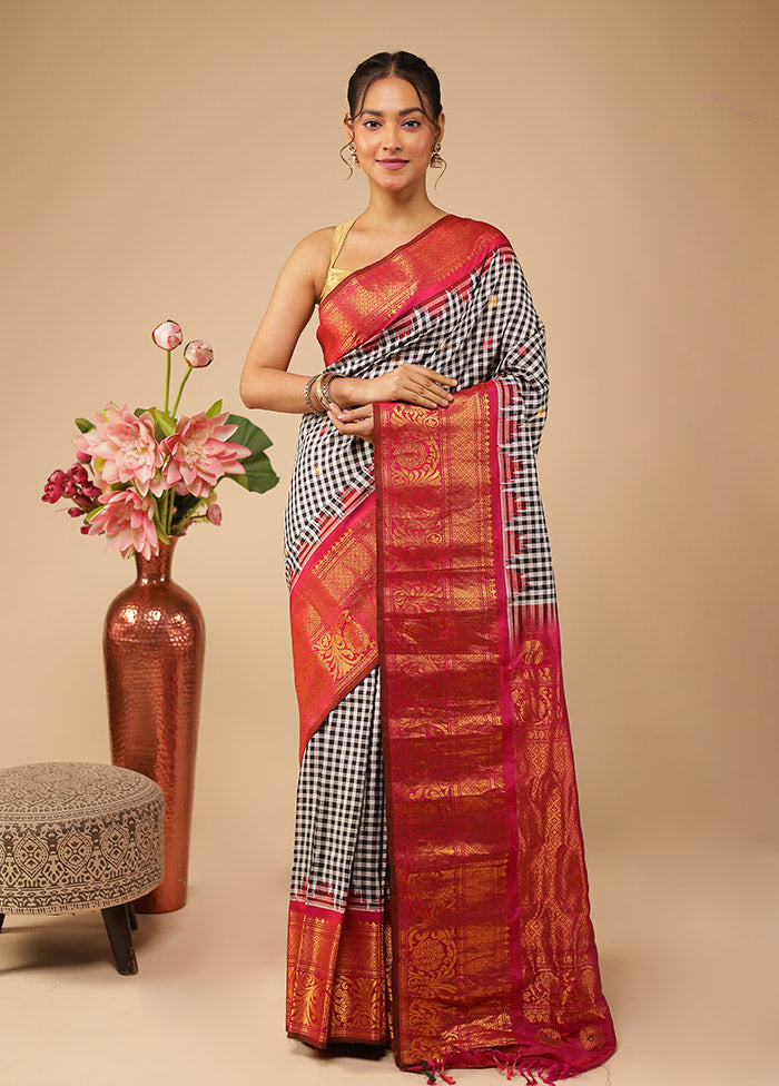 Multicolor Gadwal Pure Silk Saree Without Blouse Piece