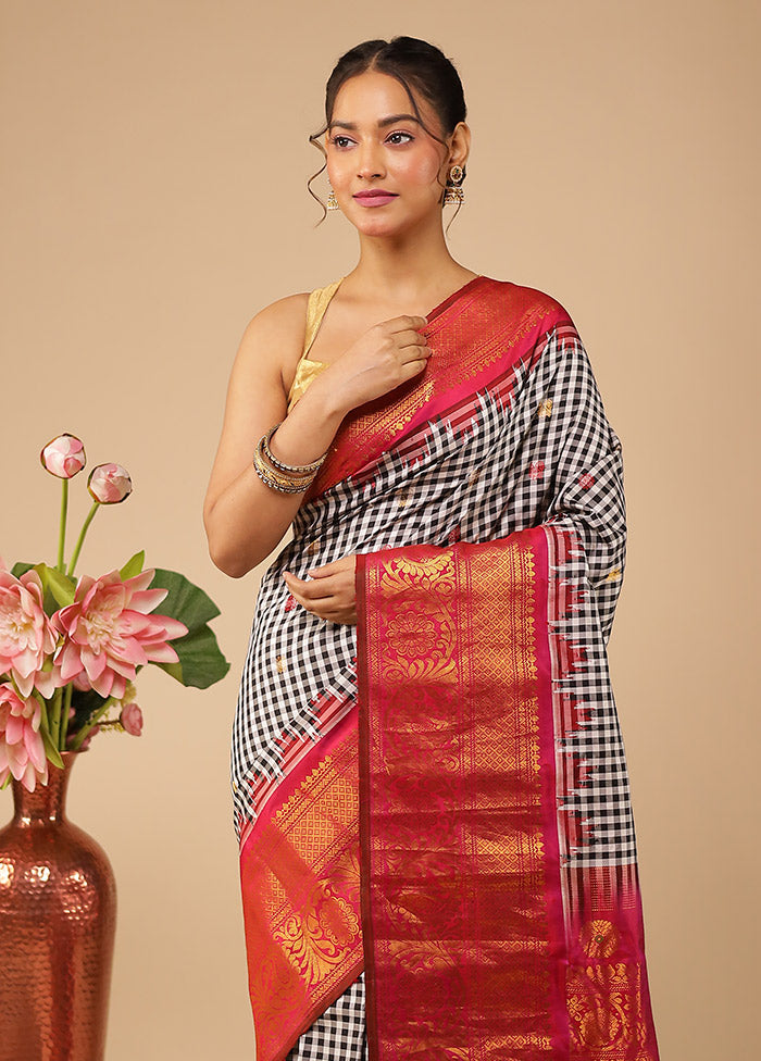 Multicolor Gadwal Pure Silk Saree Without Blouse Piece