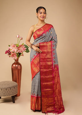 Multicolor Gadwal Pure Silk Saree Without Blouse Piece