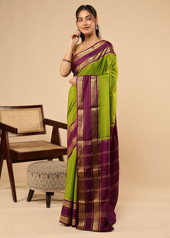 Green Printed Pure Silk Saree Without Blouse Piece