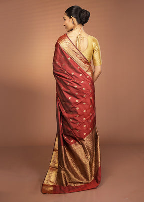 Maroon Kanjivaram Silk Saree With Blouse Piece