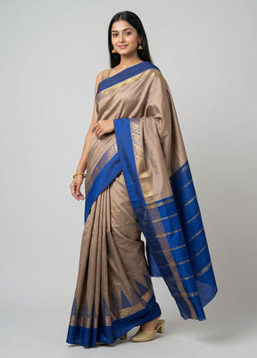 Brown Kanjivaram Silk Saree With Blouse Piece