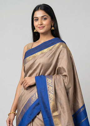 Brown Kanjivaram Silk Saree With Blouse Piece