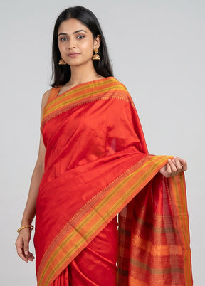 Red Kanjivaram Silk Saree With Blouse Piece