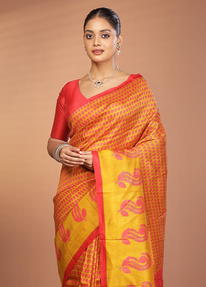 Multicolor Printed Silk Saree Without Blouse Piece
