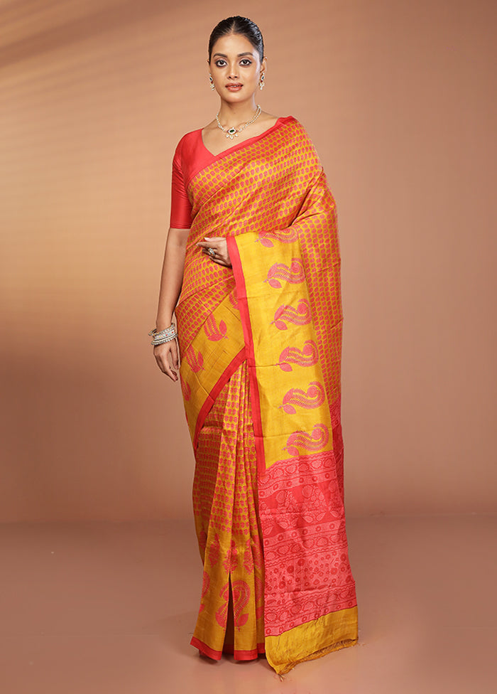 Multicolor Printed Silk Saree Without Blouse Piece