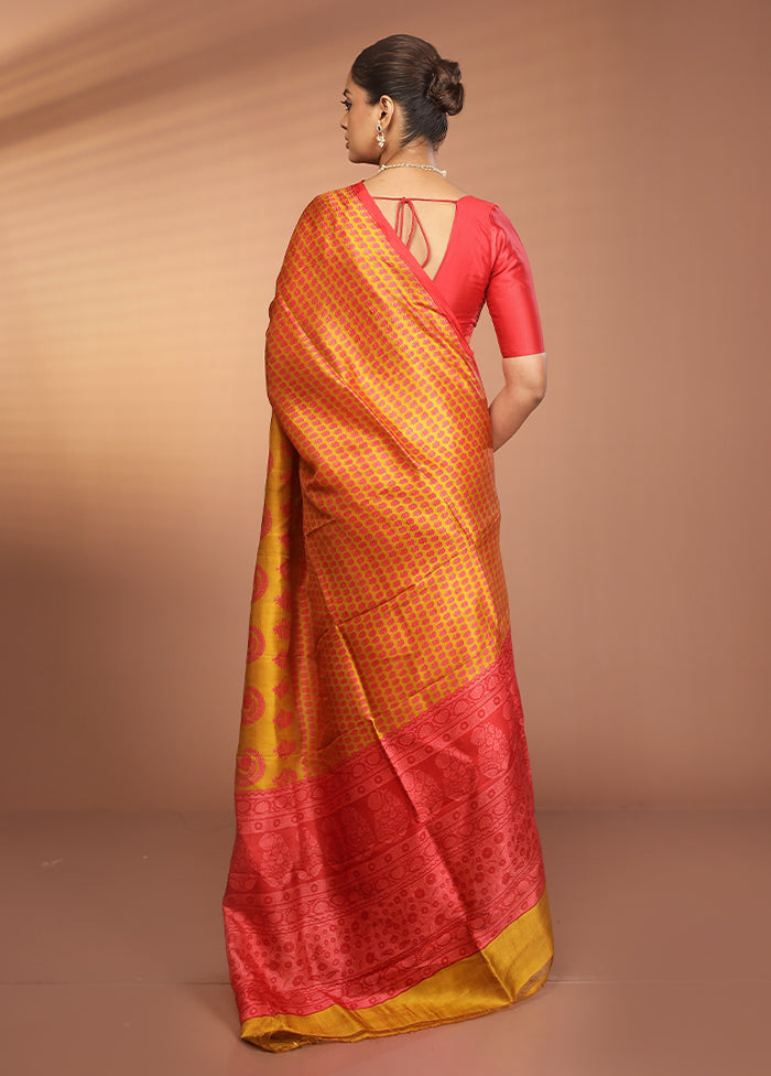 Multicolor Printed Silk Saree Without Blouse Piece