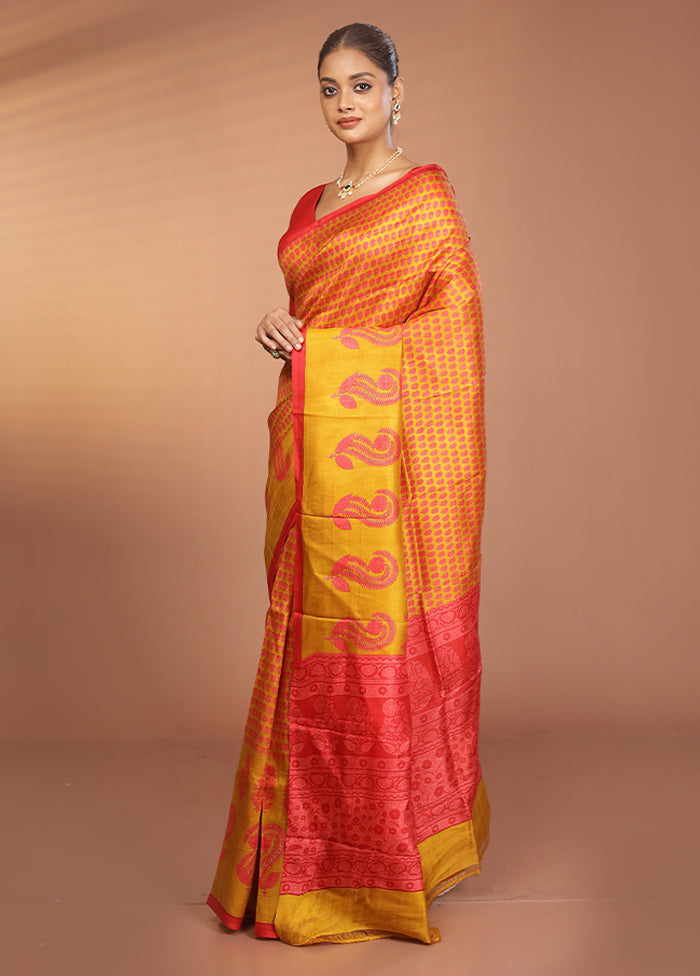 Multicolor Printed Silk Saree Without Blouse Piece