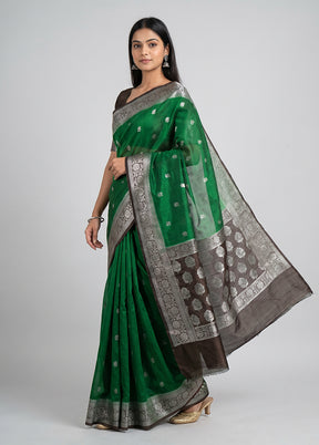 Green Georgette Saree With Blouse Piece