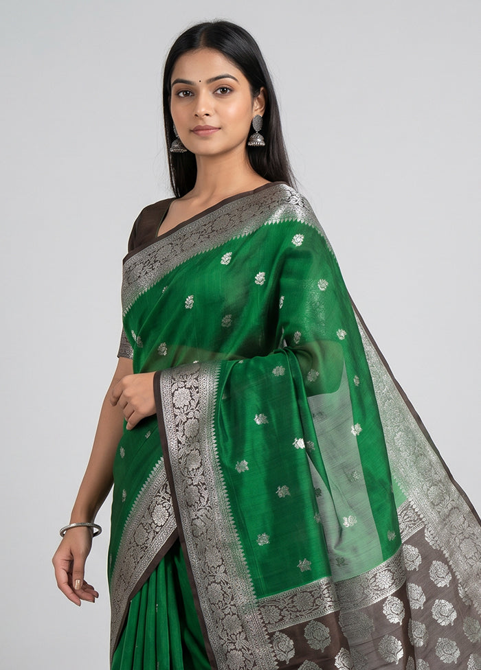 Green Georgette Saree With Blouse Piece