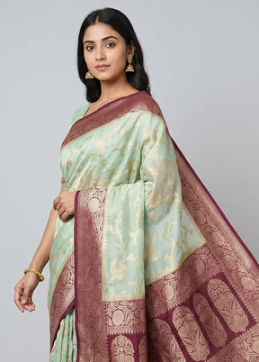 Green Georgette Saree With Blouse Piece