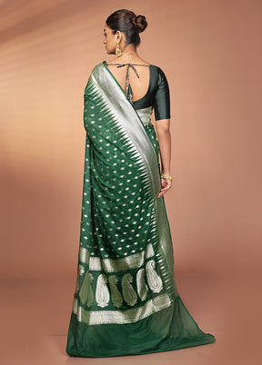Green Georgette Saree With Blouse Piece
