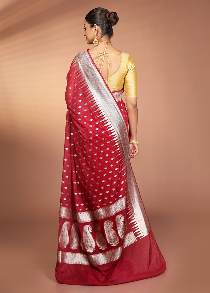Red Georgette Saree With Blouse Piece