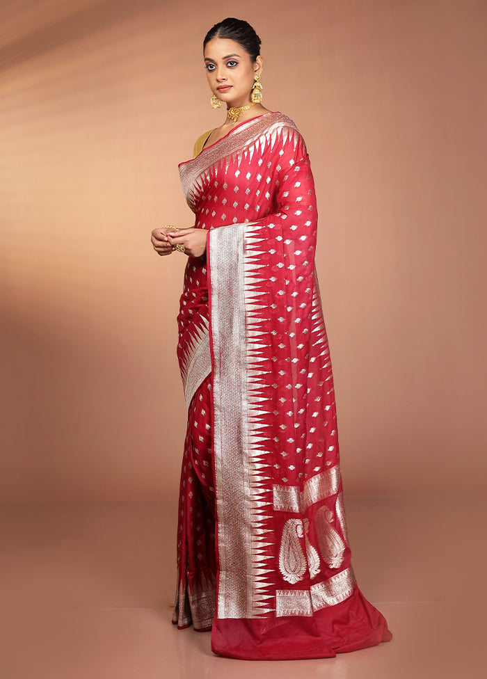 Red Georgette Saree With Blouse Piece
