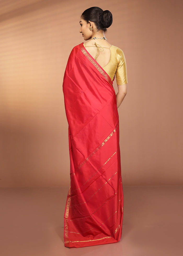 Pink Kanjivaram Silk Saree With Blouse Piece