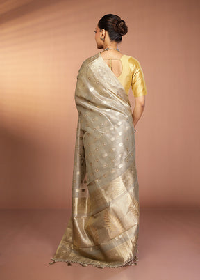 Grey Tissue Silk Saree With Blouse Piece